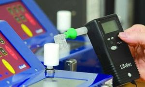 Breathalyser being calibrated in the Sober Check laboratory